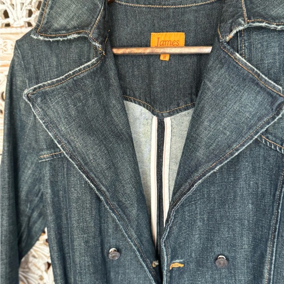 Great Jeans Jacket! Denim Knee length Trench Coat. PRISTINE CONDITION. - Picture 7 of 9
